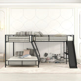 Bellemave® Twin over Full L - Shaped Bunk Bed with Twin Size Loft Bed,Built - in Desk and Slide - Bellemave
